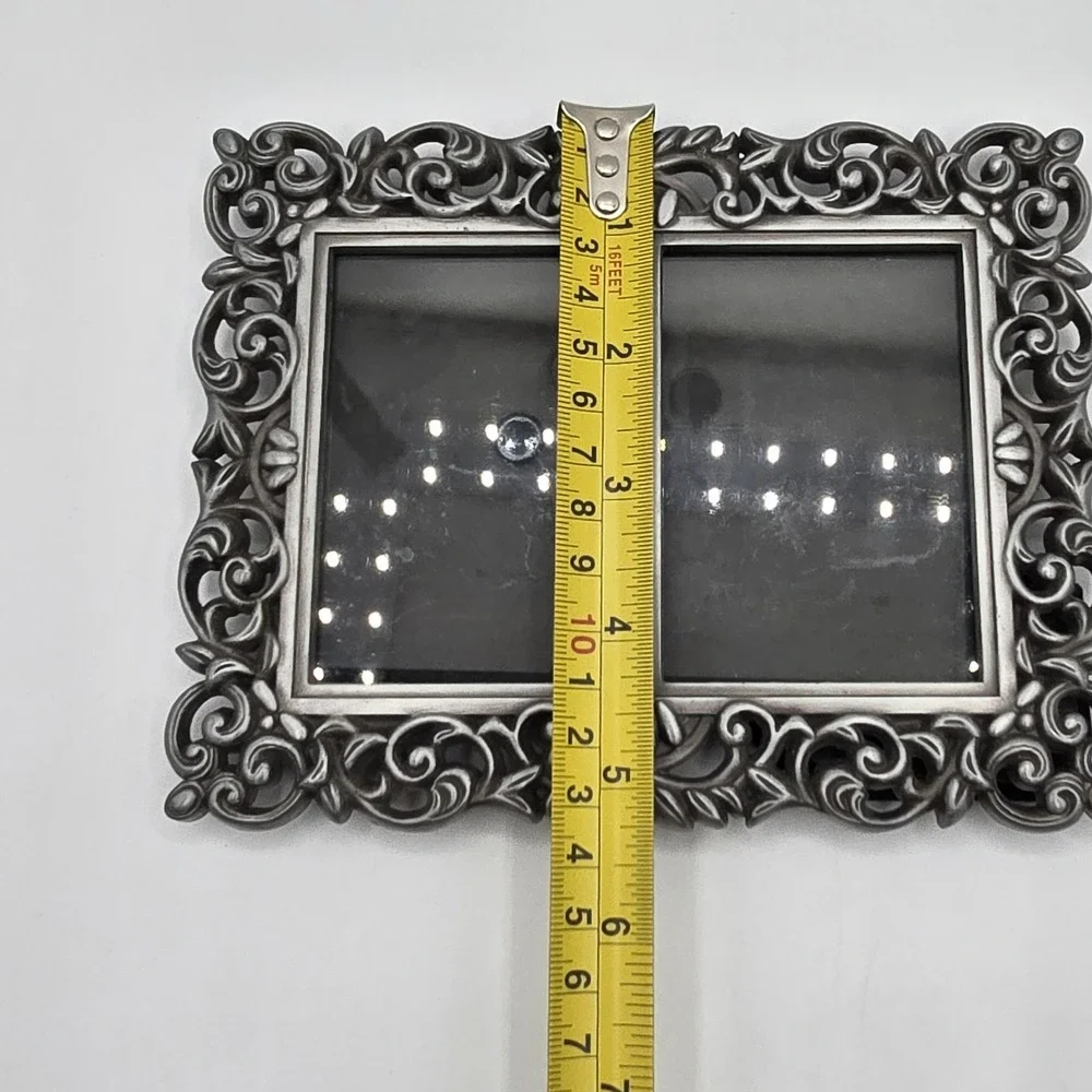 Ornate‎ Pewter Undulating Scroll Work Photo Picture Frame Two 2 1/2